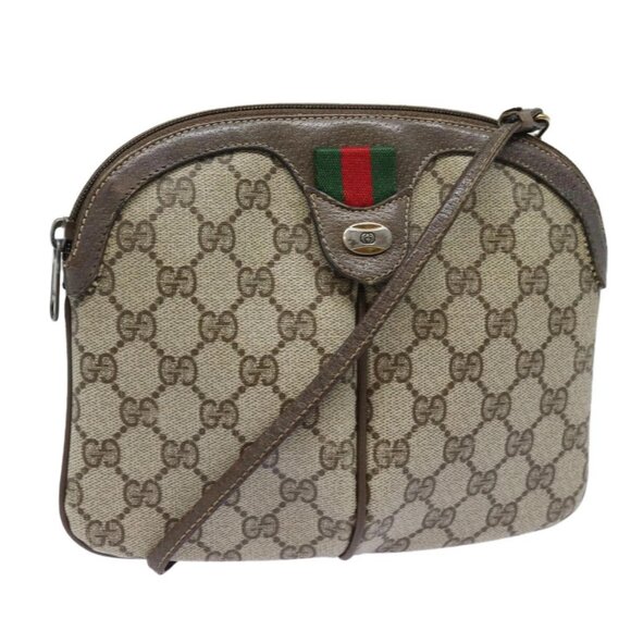 GUCCI GG Supreme Web Sherry Line Shoulder Bag PVC Beige 904 02 047 Auth 84221 - Picture 1 of 16